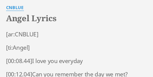 Angel Lyrics By Cnblue I Love You Everyday