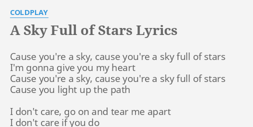 Coldplay – A Sky Full of Stars Lyrics