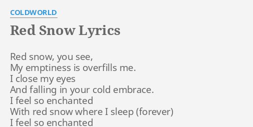 Red - Cold World Lyrics