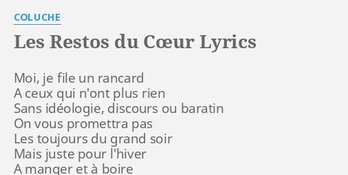 Les Restos Du Cœur Lyrics By Coluche Moi Je File Un