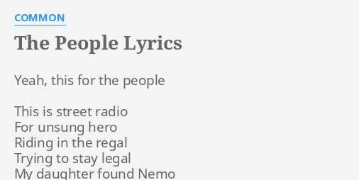 common people lyrics traduzione