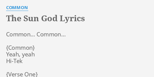 common sun god lyrics