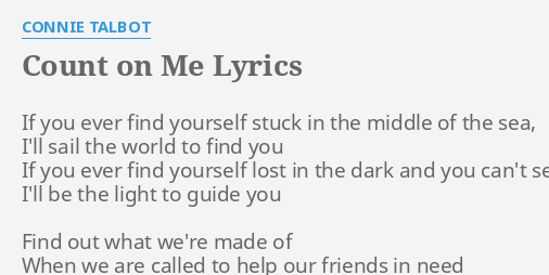 Connie Talbot - Count On Me (Lyrics) 