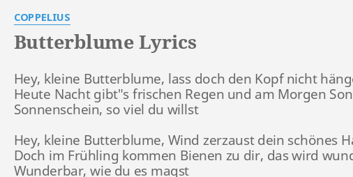 B Erblume Lyrics By Coppelius Hey Kleine B Erblume Lass