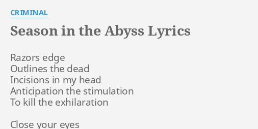 season of the abyss lyrics