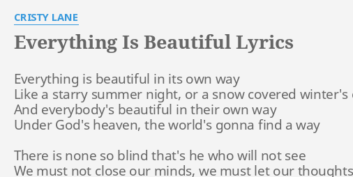 Everything Is Beautiful Lyrics By Cristy Lane Everything Is