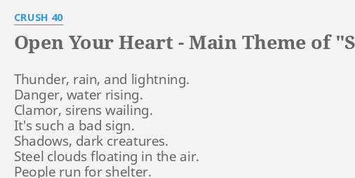 Open Your Heart Main Theme Of Sonic Adventure Lyrics By Crush 40 Thunder Rain And Lightning