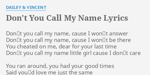 you don't call me by my name lyrics