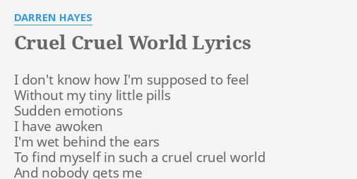 it's a cruel cruel world lyrics original