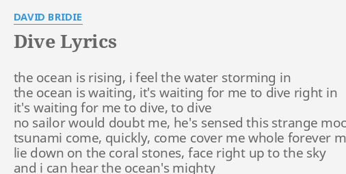 Dive Lyrics By David Bridie The Ocean Is Rising