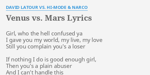 Venus vs mars lyrics