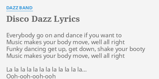 Disco Dazz Lyrics By Dazz Band Everybody Go On And