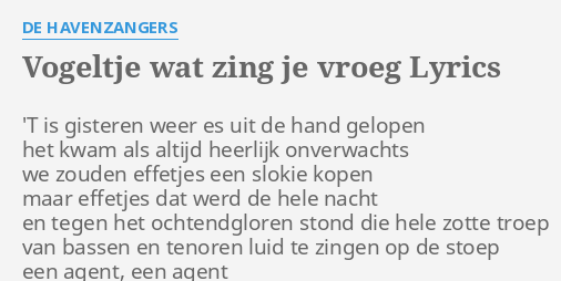 VOGELTJE WAT ZING JE VROEG LYRICS By DE HAVENZANGERS T Is Gisteren