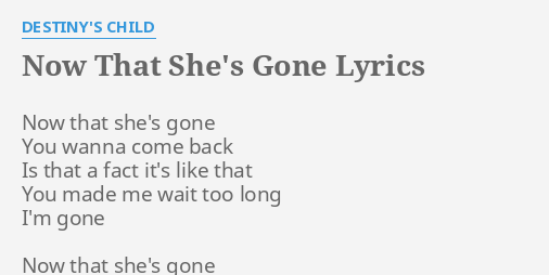 destiny's child now that she's gone lyrics