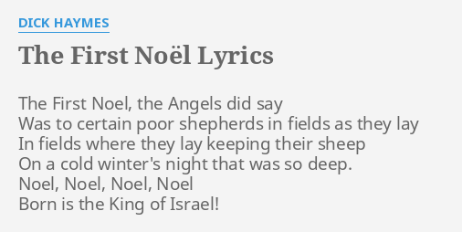 The First NoËl Lyrics By D Haymes The First Noel The 
