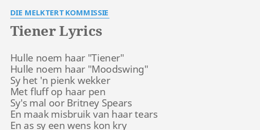 Tiener Lyrics By Die Melktert Kommissie Hulle Noem Haar Tiener