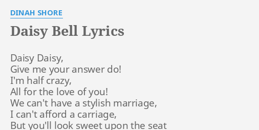 1940s Top Songs: lyrics for Daisy Bell