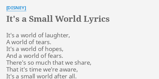 It S A Small World Lyrics By Disney It S A World Of