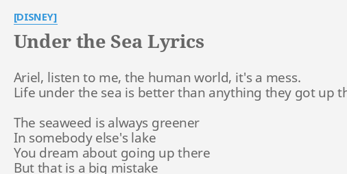 Under The Sea Lyrics By Disney Ariel Listen To Me