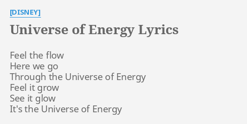 Universe Of Energy Lyrics By Disney Feel The Flow Here