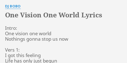 one vision one world song lyrics