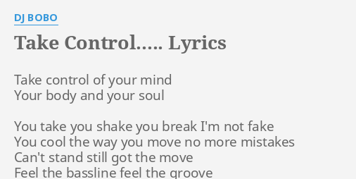 lyrics take control dj bobo