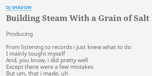 Building Steam With A Grain Of Salt Lyrics By Dj Shadow Producing From Listening To