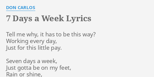 7 days in a week lyrics