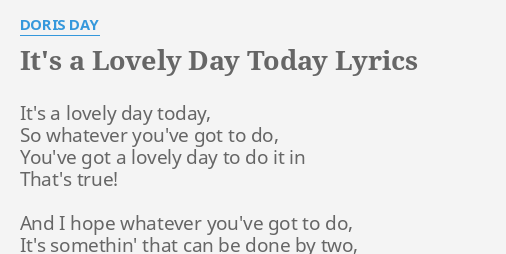Lovely Day Lyrics PDF