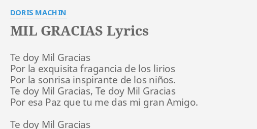 Mil Gracias Lyrics By Doris Machin Te Doy Mil Gracias 2619