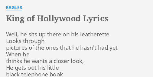 the king of hollywood lyrics