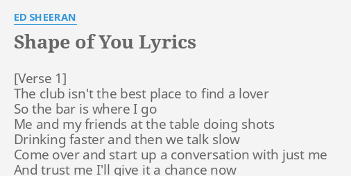 shape of you lyrics girl version