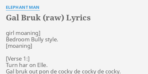 Gal Bruk Raw Lyrics By Elephant Man Girl Moaning