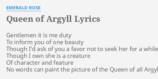 the queen of all argyll lyrics