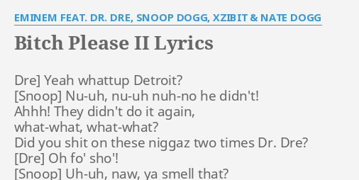 "B**** PLEASE II" LYRICS By EMINEM FEAT. DR. DRE, SNOOP DOGG, XZIBIT ...