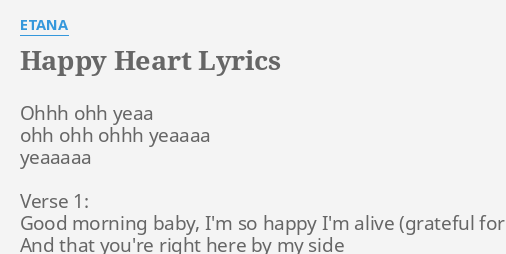 Happy Heart Lyrics By Etana Ohhh Ohh Yeaa Ohh