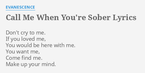 evanescence lyrics call me when youre sober