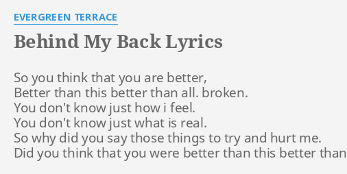 talk behind my back lyrics