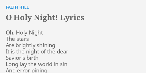 O Holy Night Lyrics By Faith Hill Oh Holy Night The