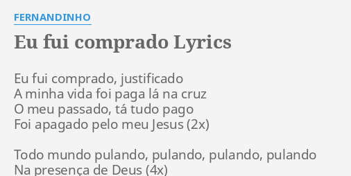 Fernandinho – Eu fui comprado Lyrics
