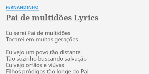 Fernandinho – Eu fui comprado Lyrics