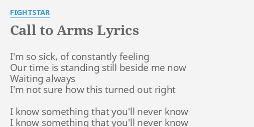 Call To Arms Lyrics By Fightstar I M So Sick Of