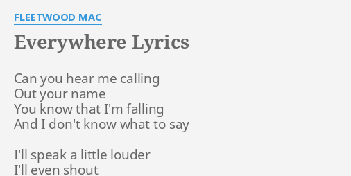 Everywhere Lyrics – Fleetwood Mac