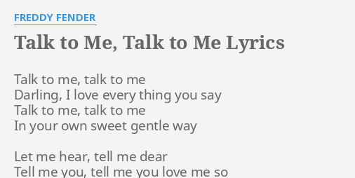 talk to me lyrics