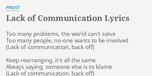 lack of communication lyrics