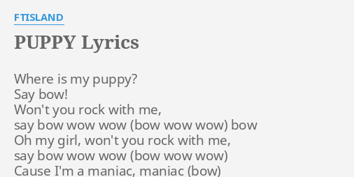 Puppy Lyrics By Ftisland Where Is My Puppy