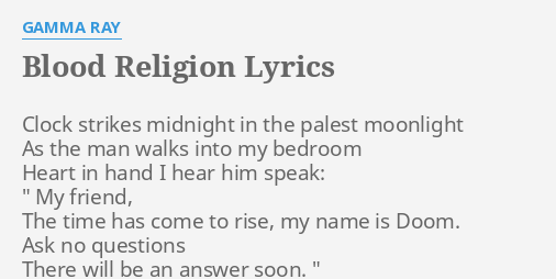 Blood Religion Lyrics By Gamma Ray Clock Strikes Midnight In