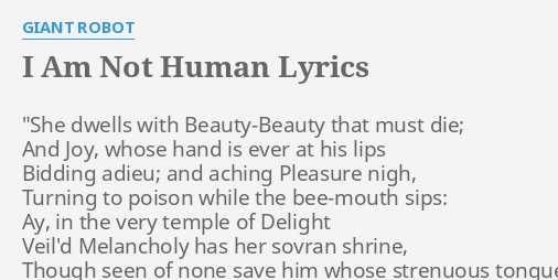 I Am Not Human Lyrics By Giant Robot She Dwells With Beauty Beauty