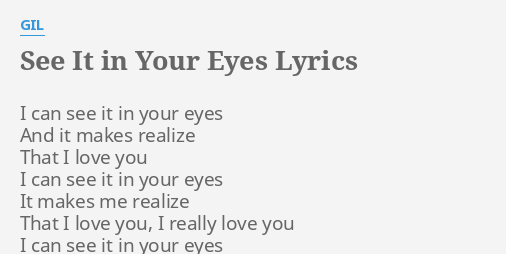 i can see the light in your eyes lyrics