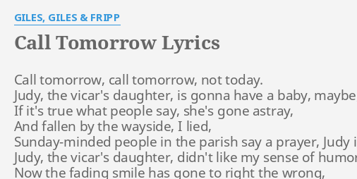 call-tomorrow-lyrics-by-giles-giles-fripp-call-tomorrow-call